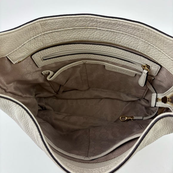 MICHAEL MICHAEL KORS Bedford Belted White Pebble Leather Hobo Shoulder Bag Large - Picture 4 of 16